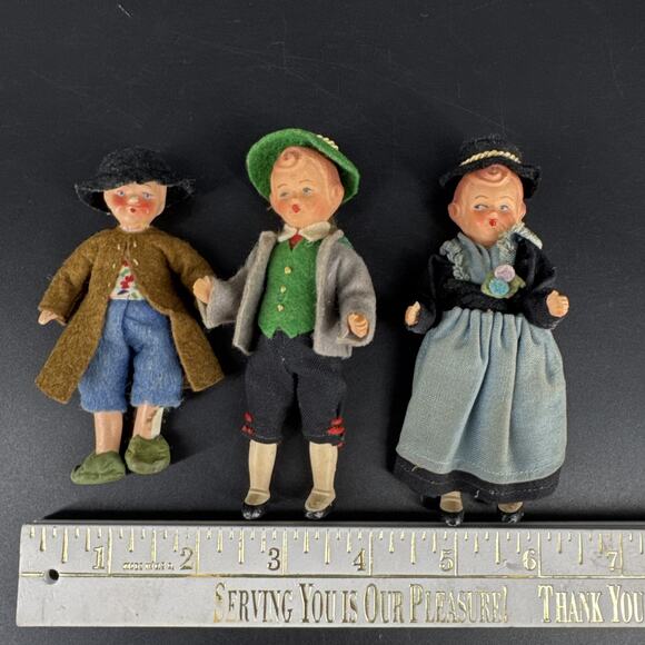 Vintage 4.5" Tall Ceramic German Dolls Boys and Girl Lot of 3 - Picture 2 of 15